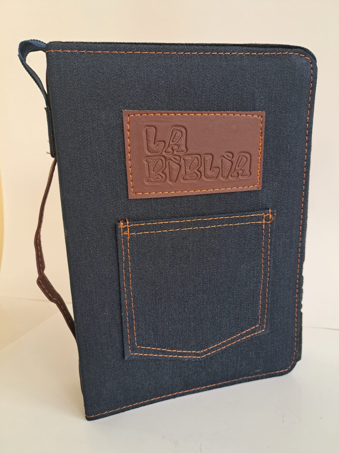 Forro para Biblia Latinoamericana letra grande mezclilla