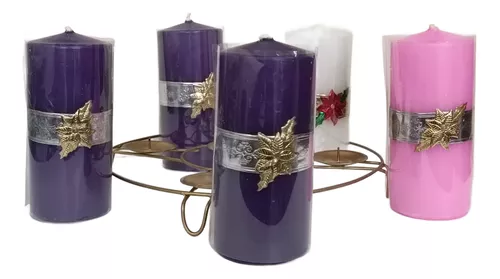 Velas de adviento + porta velas de aluminio